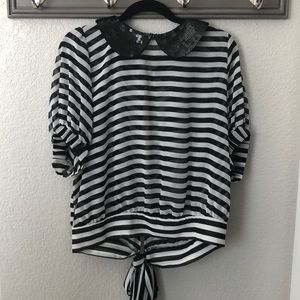 EUC L Bisou Bisou Collared Blouse